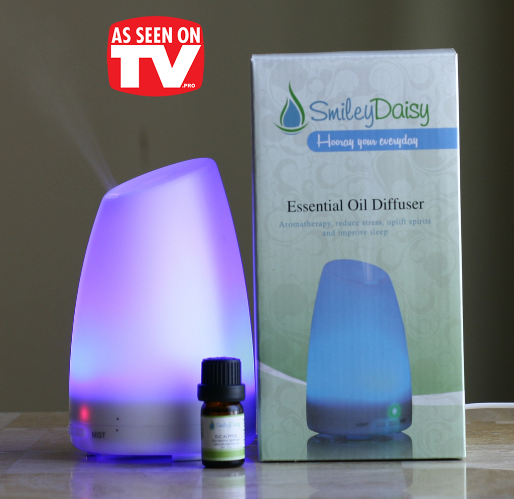 AS Seen On TV - Smiley Daisy Aromatherapy Diffuser Bundle with 5 ML 100% Eucalyptus Essentila Oil