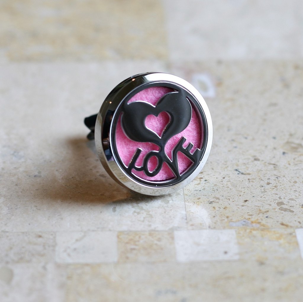 Essential Oil Car Air Freshener Diffuser -  Love model with 5ml Eucalyptus Oil